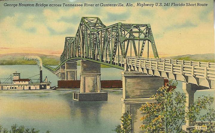 Bridge 1948 rail road barge going under
